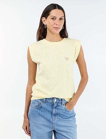 T-shirt in jersey senza maniche