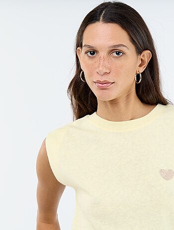 T-shirt in jersey senza maniche