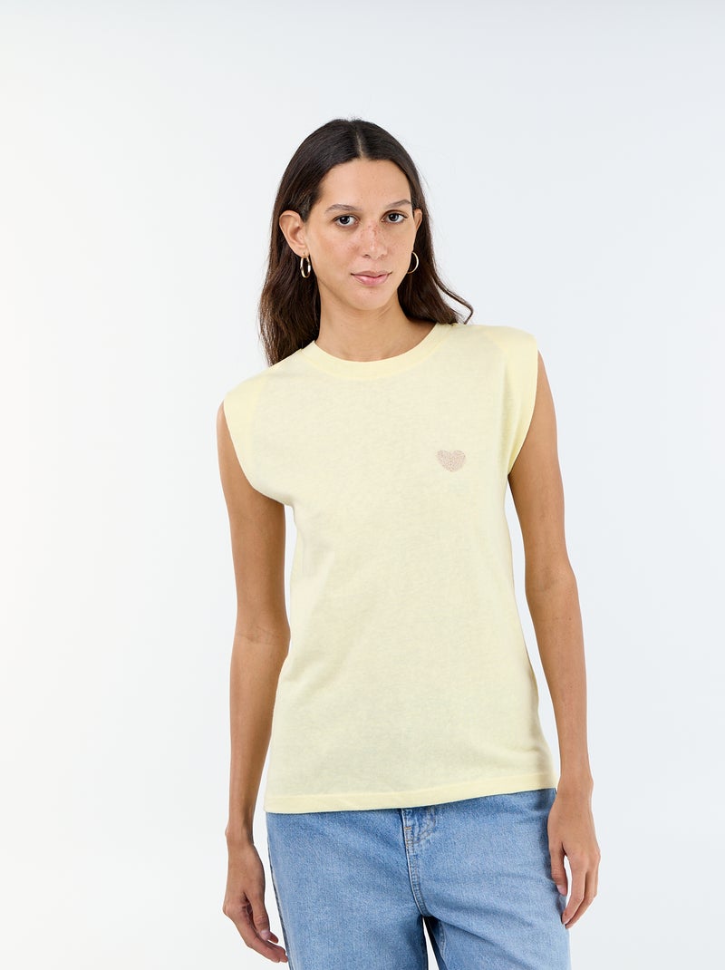 T-shirt in jersey senza maniche Giallo - Kiabi