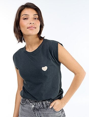 T-shirt in jersey senza maniche