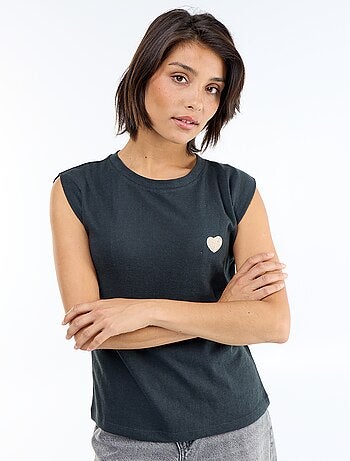 T-shirt in jersey senza maniche