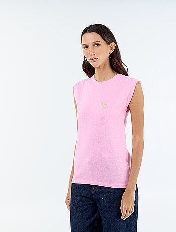 T-shirt in jersey senza maniche