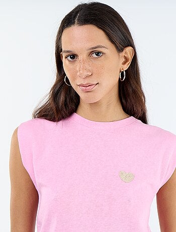 T-shirt in jersey senza maniche