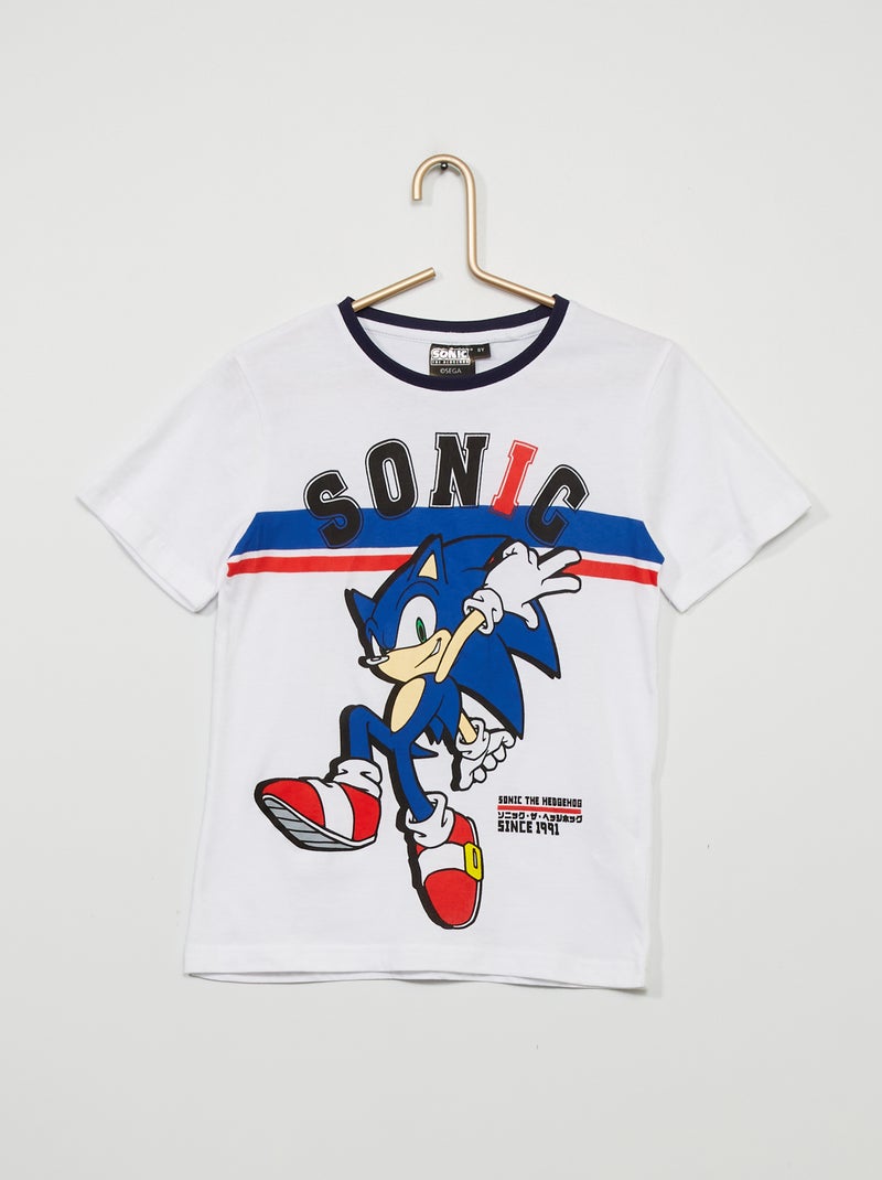 T-shirt in jersey 'Sonic' bianco - Kiabi