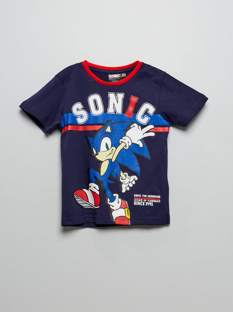 T-shirt in jersey 'Sonic' blu marine - Kiabi