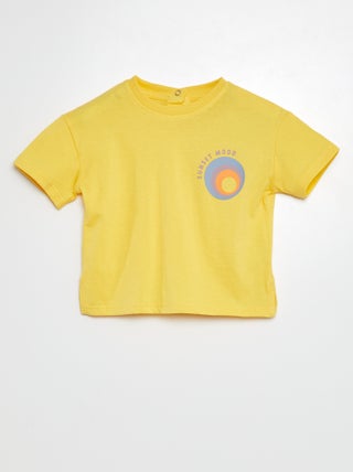T-shirt in jersey stampata a maniche corte