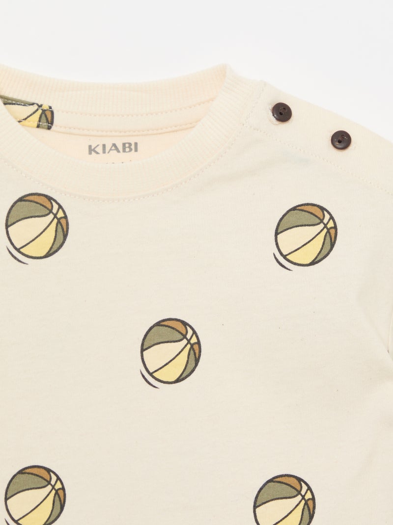 T-shirt in jersey stampata a maniche corte Bianco - Kiabi