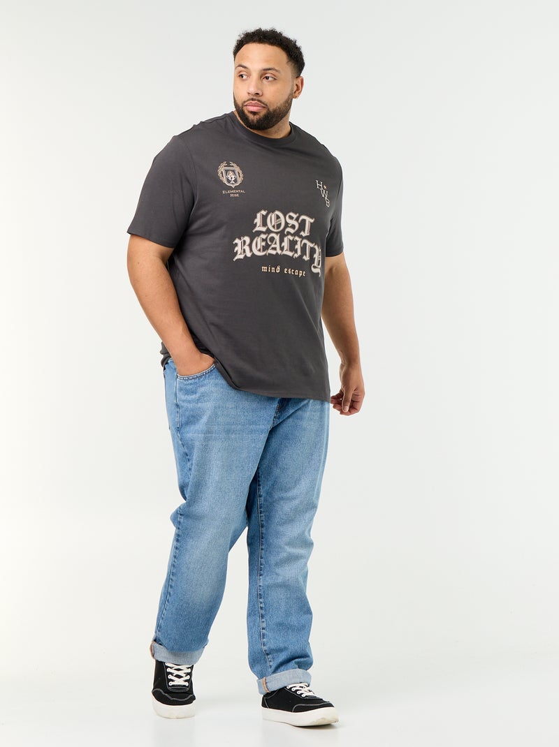 T-shirt in jersey stampato a maniche corte Grigio - Kiabi