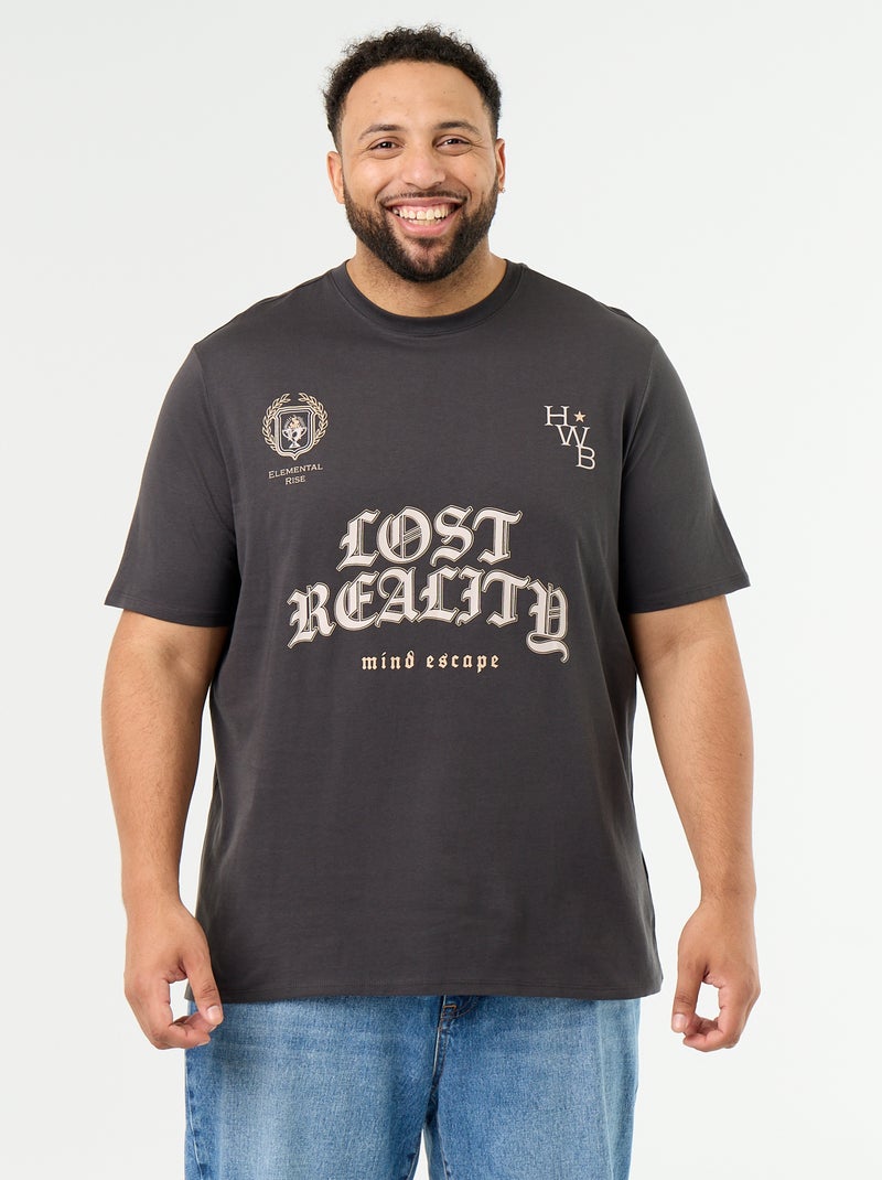 T-shirt in jersey stampato a maniche corte Grigio - Kiabi