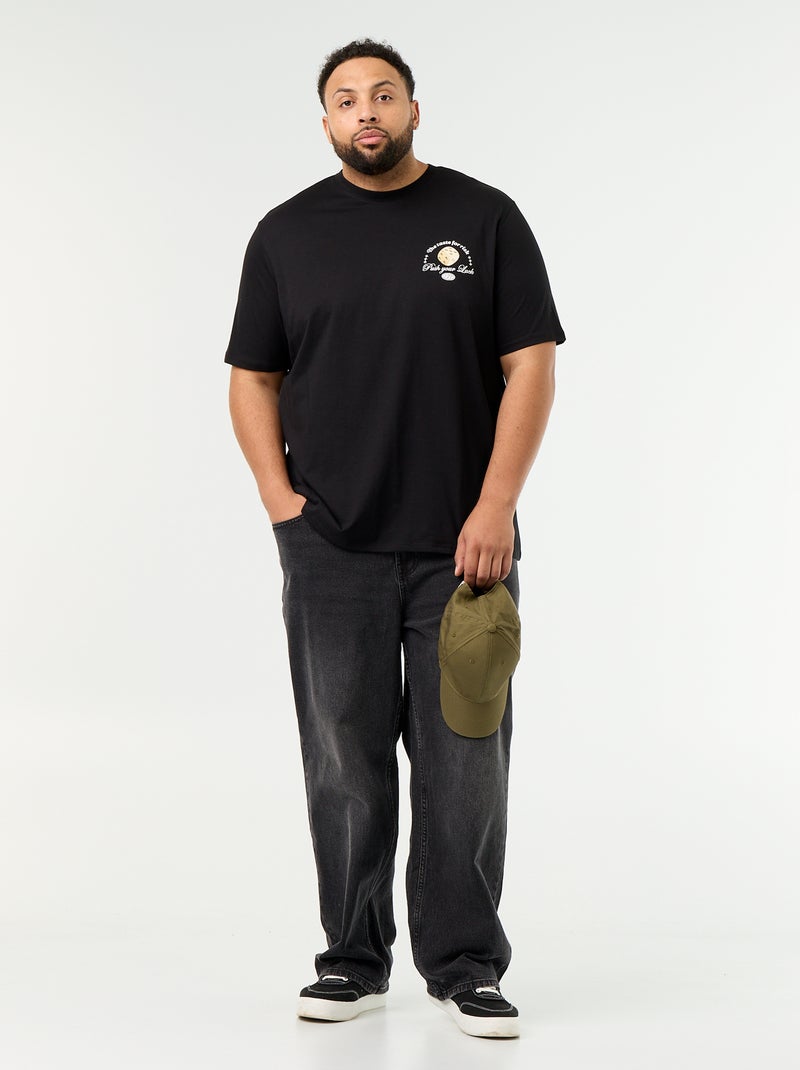 T-shirt in jersey stampato a maniche corte Nero - Kiabi