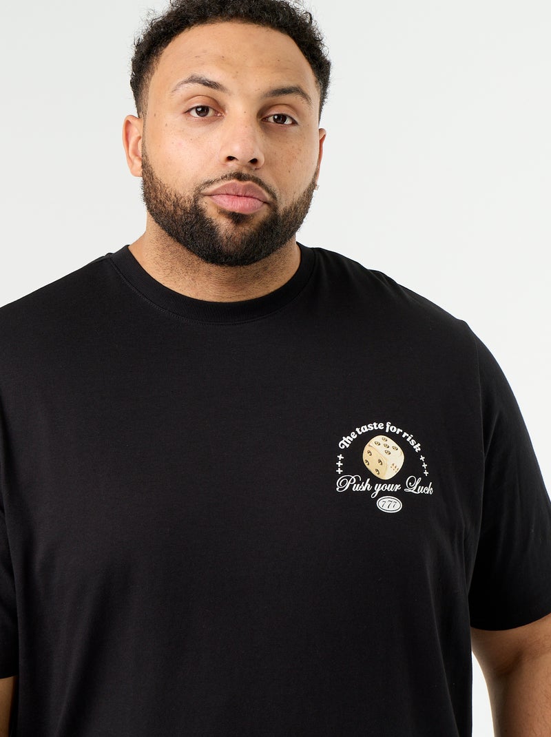 T-shirt in jersey stampato a maniche corte Nero - Kiabi