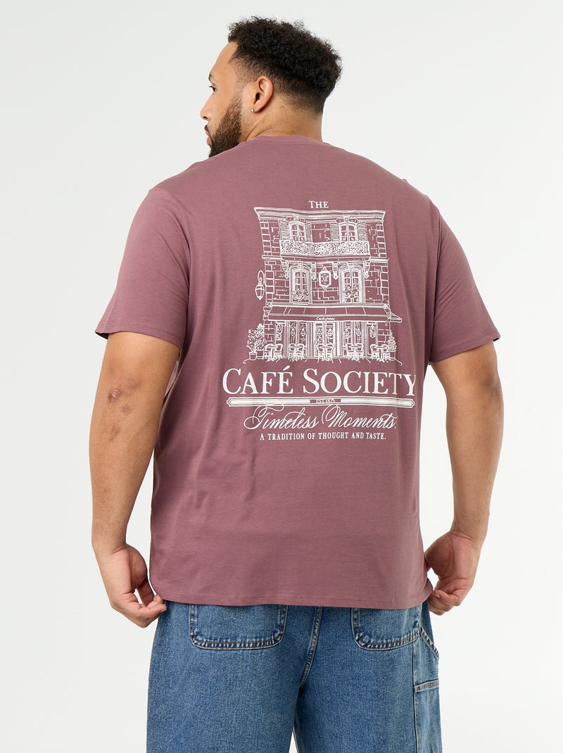 T-shirt in jersey stampato a maniche corte Viola - Kiabi