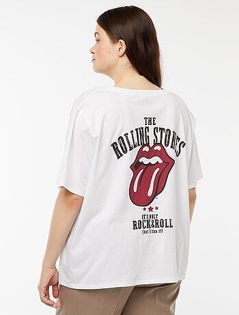 T-shirt in jersey 'The Rolling Stones' scollo a V
