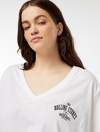 T-shirt in jersey 'The Rolling Stones' scollo a V
