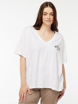 T-shirt in jersey 'The Rolling Stones' scollo a V