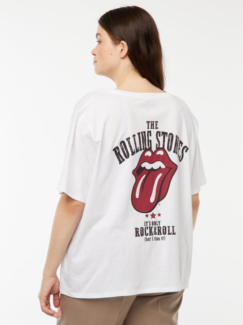 T-shirt in jersey 'The Rolling Stones' scollo a V - Kiabi