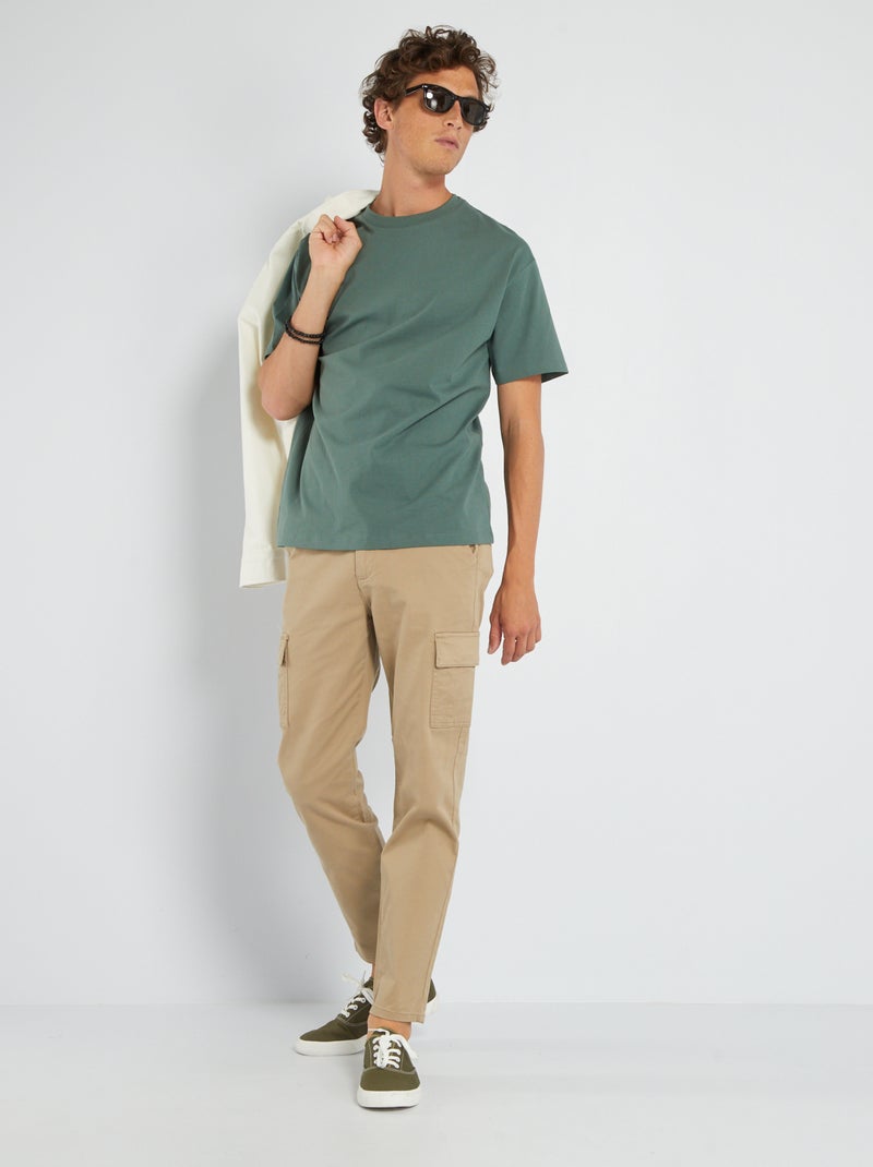 T-shirt in jersey tinta unita - Tough Cotton grigio verde - Kiabi