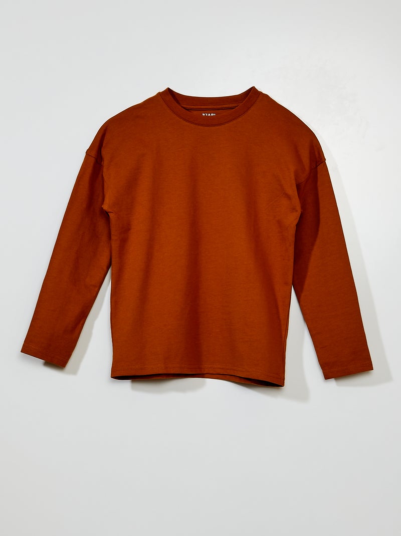 T-shirt in jersey tinta unita a maniche lunghe GIALLO - Kiabi