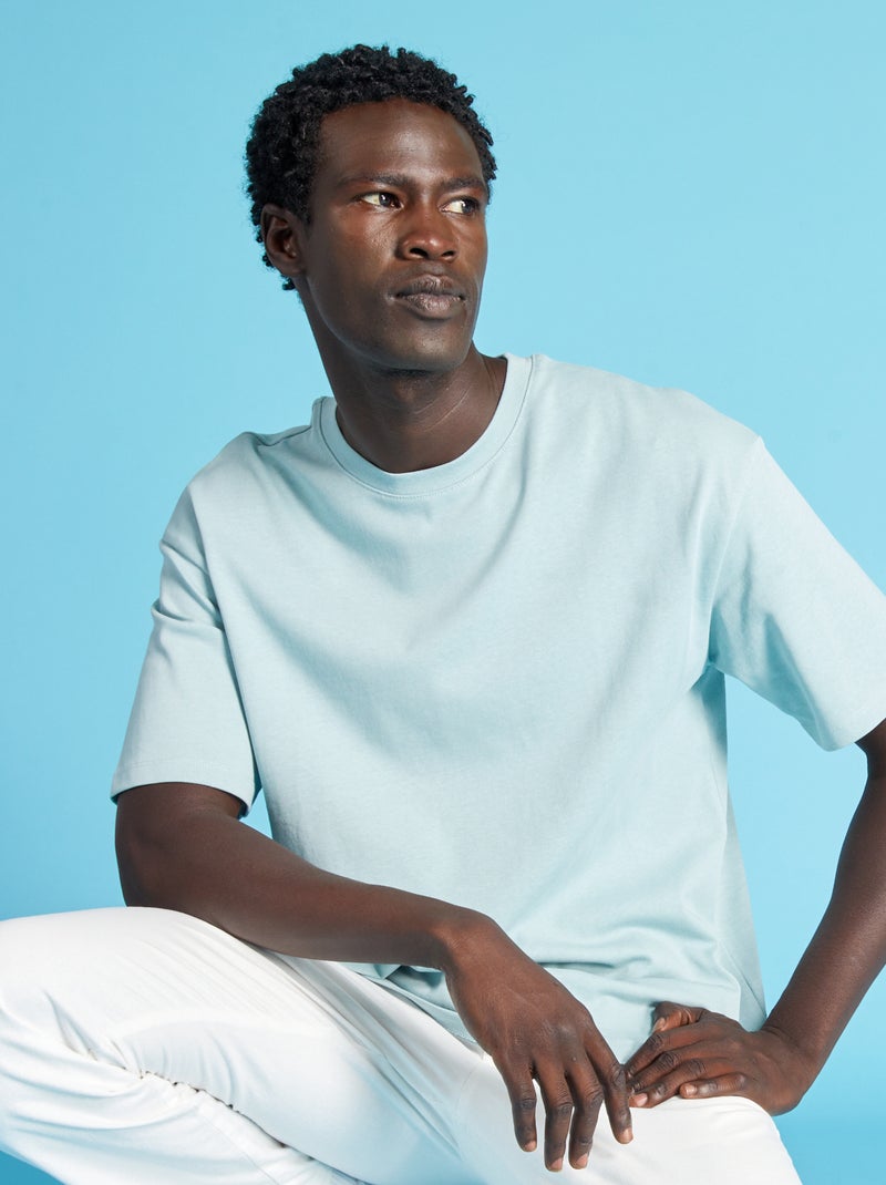T-shirt in jersey tinta unita BLU - Kiabi