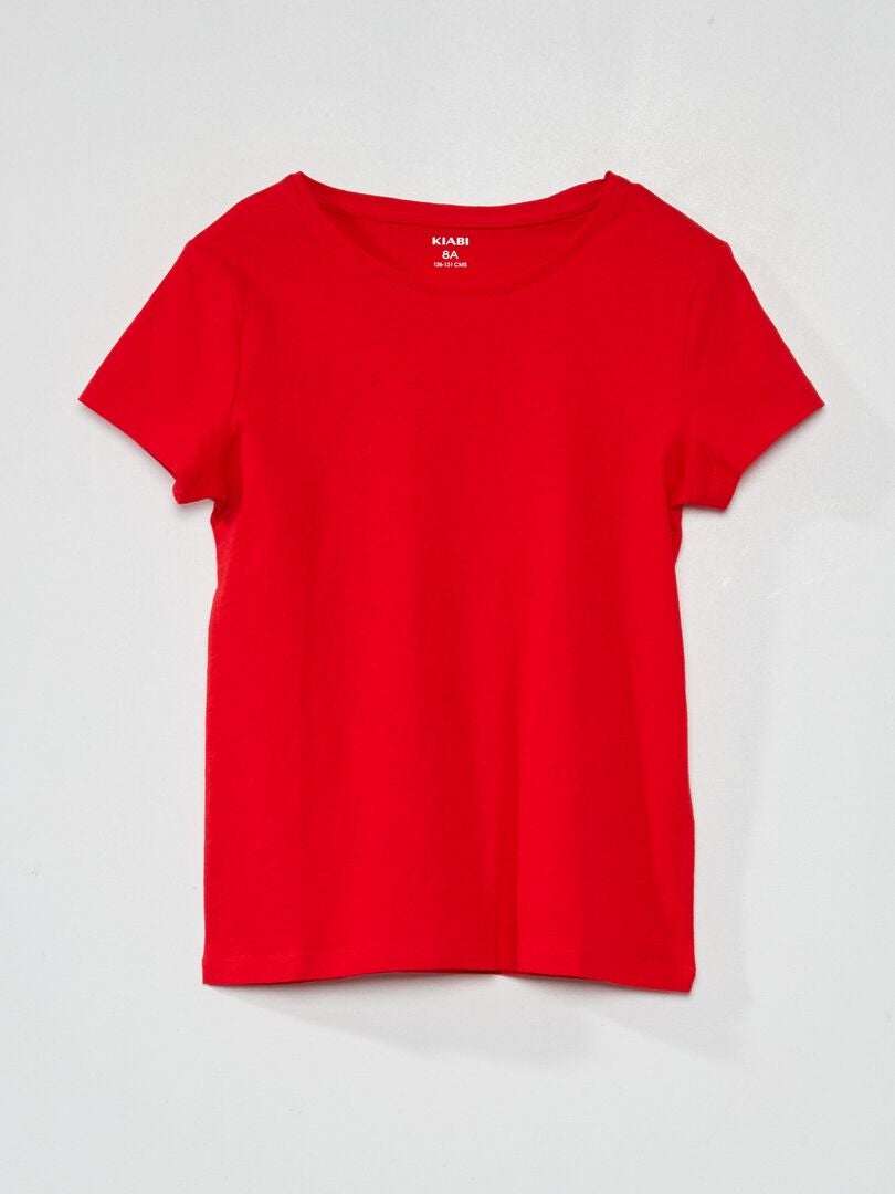 T-shirt in jersey tinta unita rosso - Kiabi