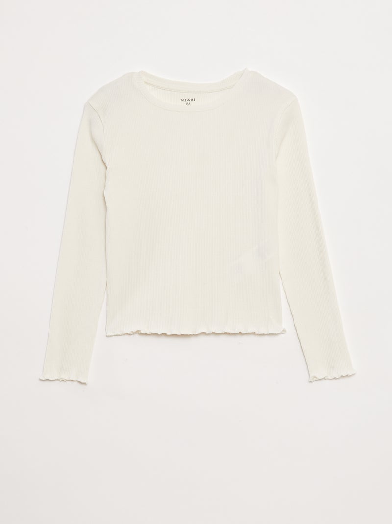 T-shirt in maglia a coste Bianco - Kiabi