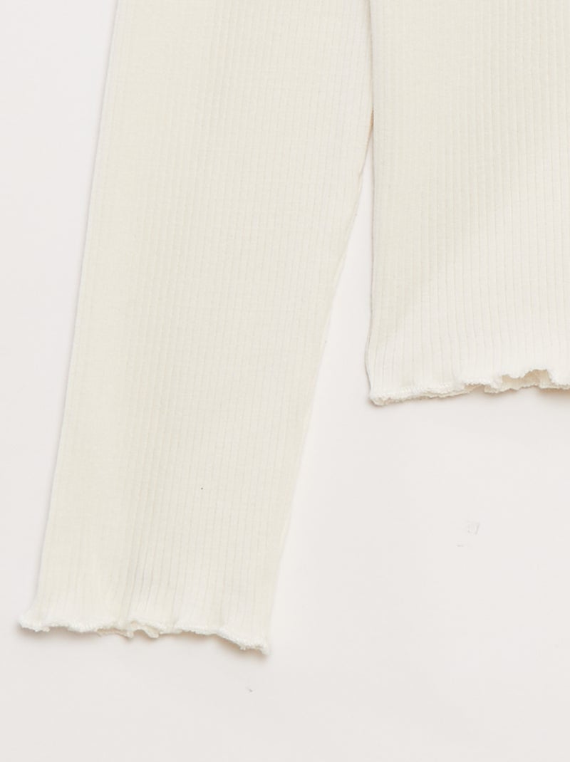 T-shirt in maglia a coste Bianco - Kiabi