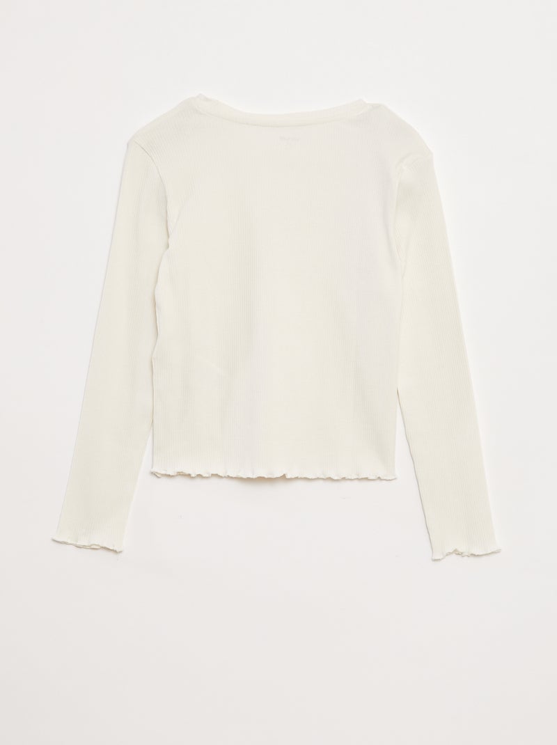 T-shirt in maglia a coste Bianco - Kiabi