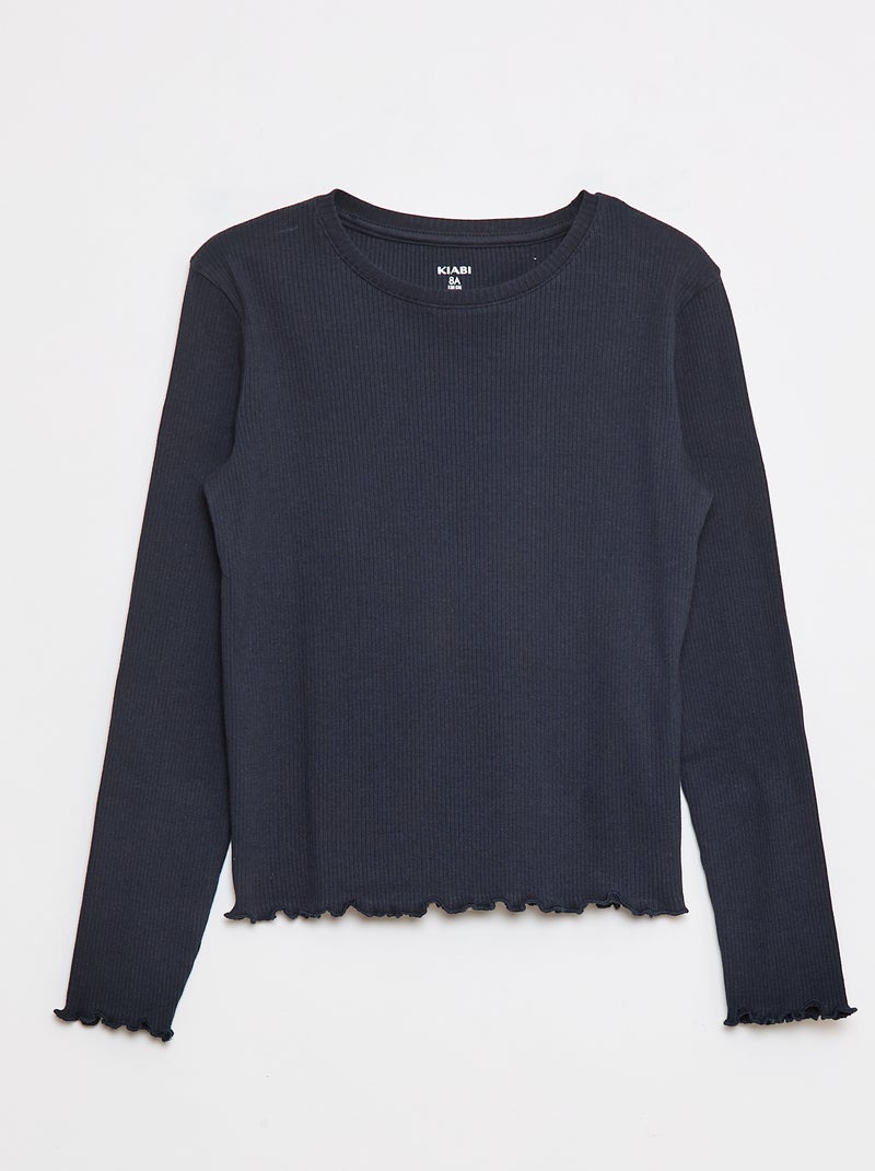 T-shirt in maglia a coste blu - Kiabi