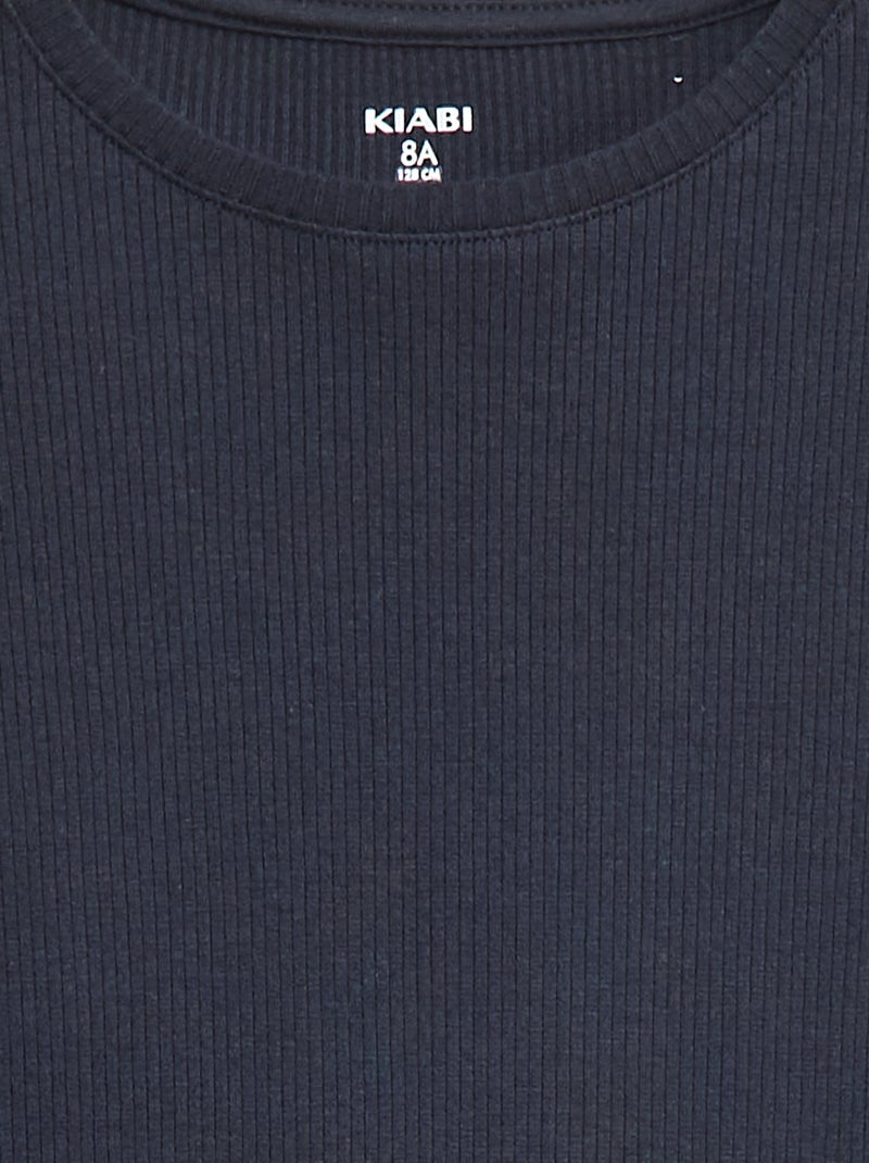 T-shirt in maglia a coste blu - Kiabi