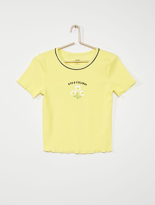 T-shirt in maglia a coste                                         giallo 
