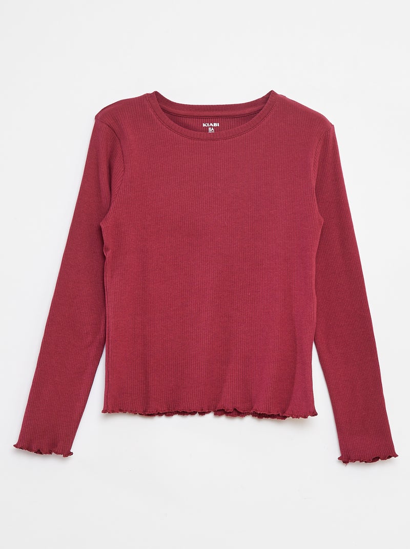 T-shirt in maglia a coste Rosso - Kiabi