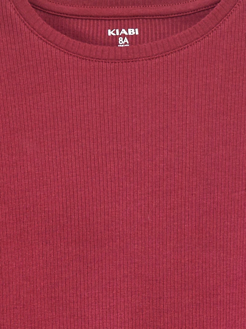 T-shirt in maglia a coste Rosso - Kiabi