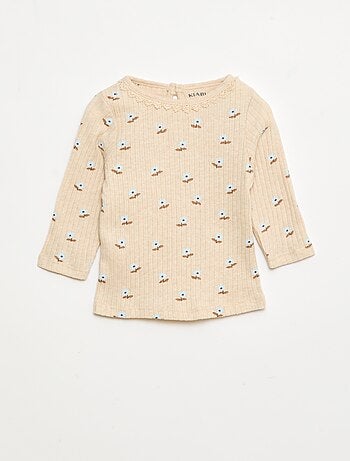 T-shirt in maglia a costine