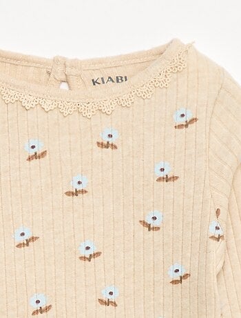 T-shirt in maglia a costine