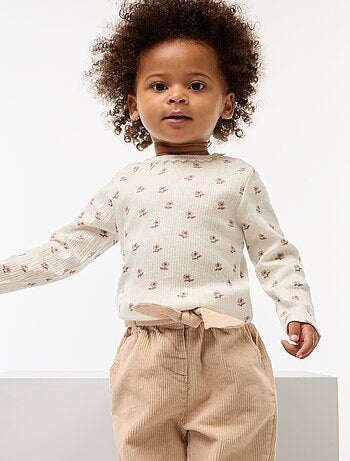 T-shirt in maglia a costine