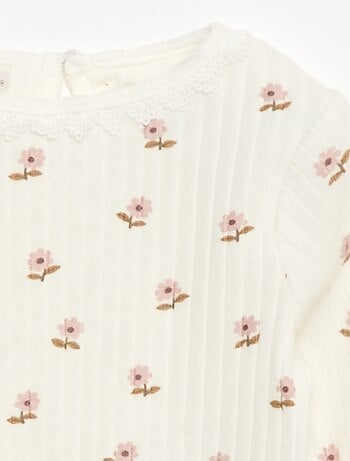 T-shirt in maglia a costine