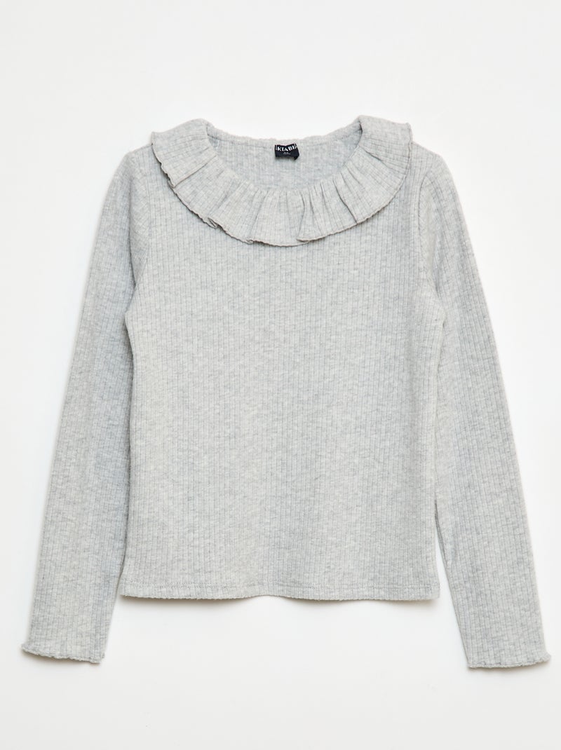 T-shirt in maglia a costine Grigio - Kiabi