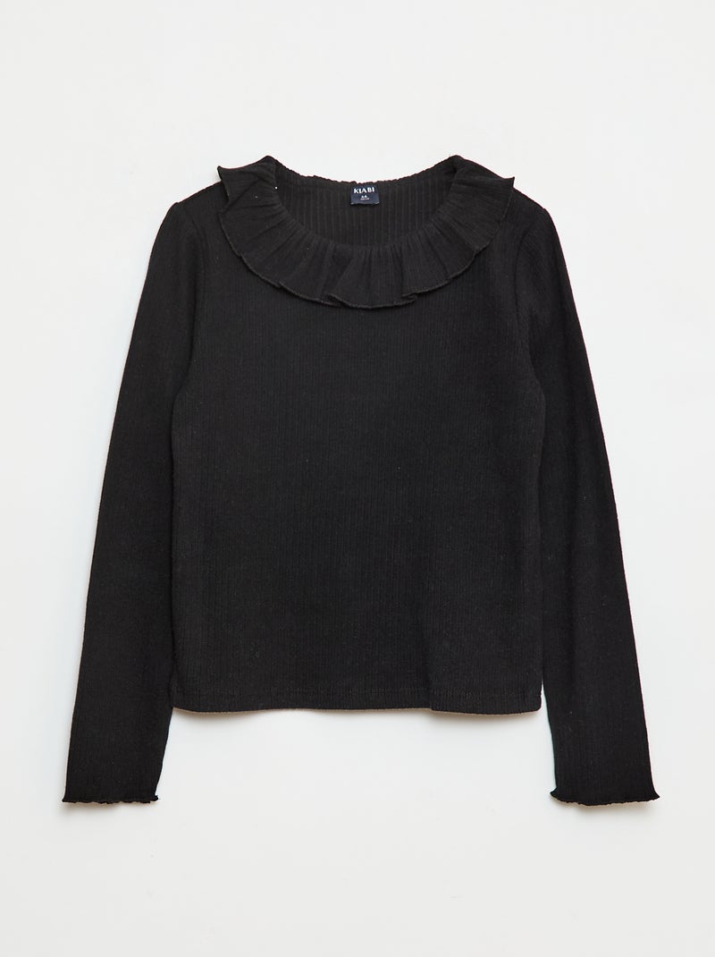 T-shirt in maglia a costine Nero - Kiabi
