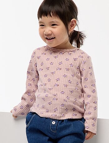 T-shirt in maglia a costine