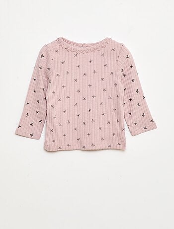 T-shirt in maglia a costine