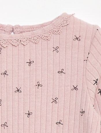 T-shirt in maglia a costine