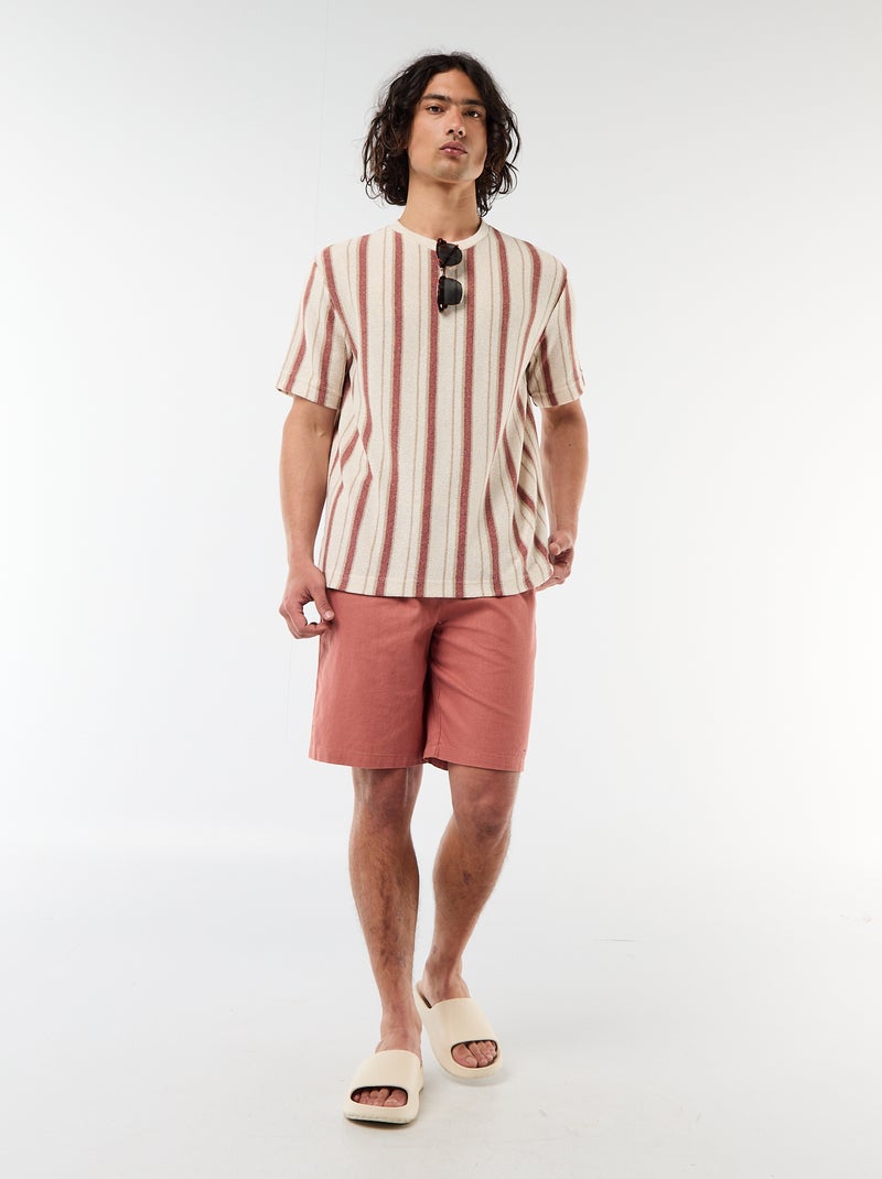 T-shirt in maglia a maniche corte Beige - Kiabi
