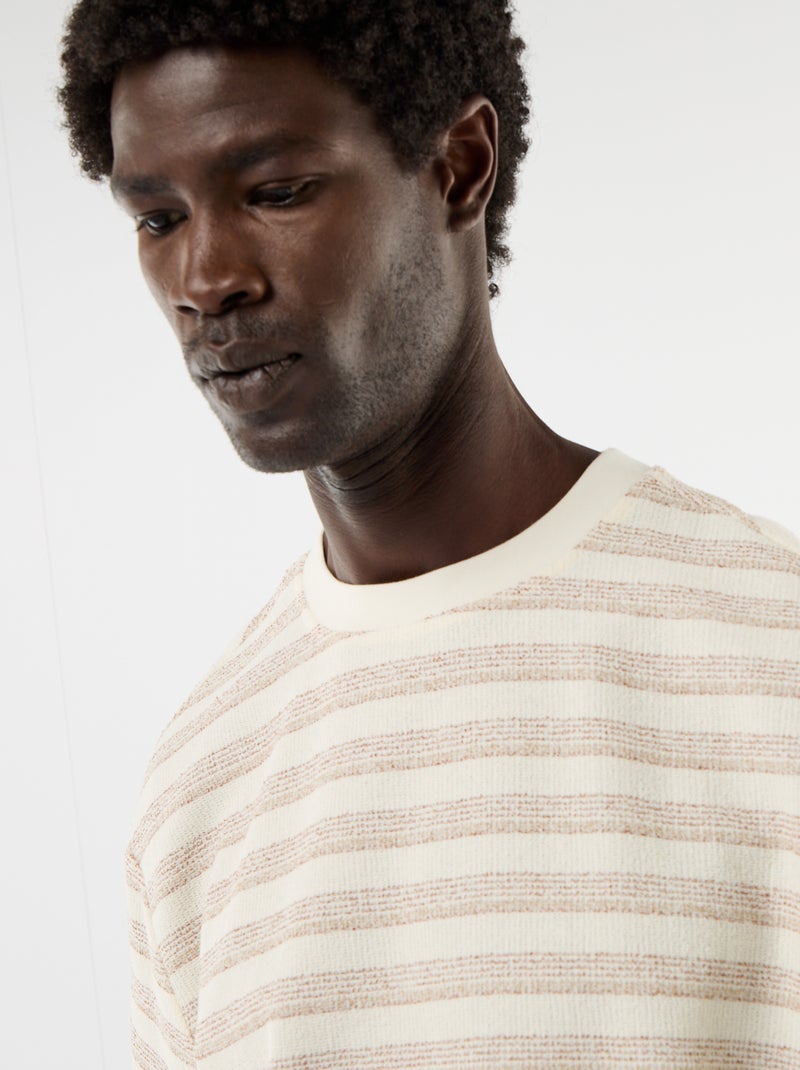 T-shirt in maglia a maniche corte Beige - Kiabi