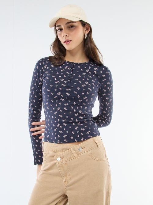 T-shirt in maglia a nido d'ape floreale - Kiabi