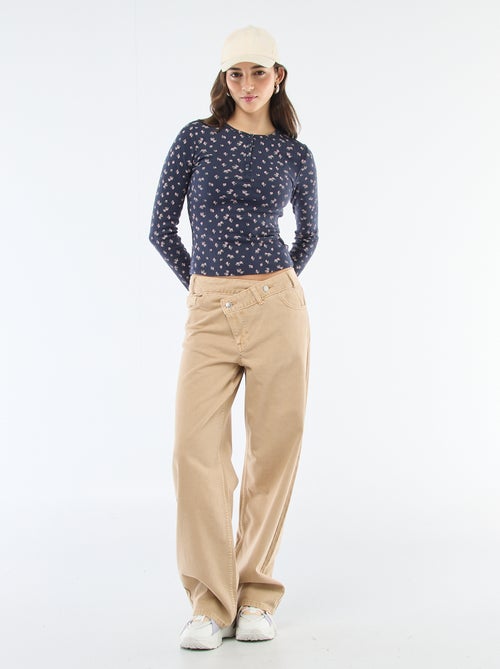 T-shirt in maglia a nido d'ape floreale - Kiabi