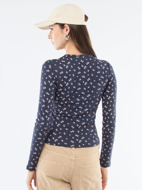 T-shirt in maglia a nido d'ape floreale - Kiabi