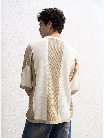 T-shirt in maglia a righe con girocollo giesto