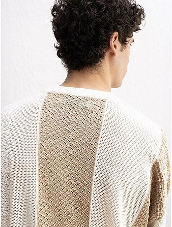 T-shirt in maglia a righe con girocollo giesto
