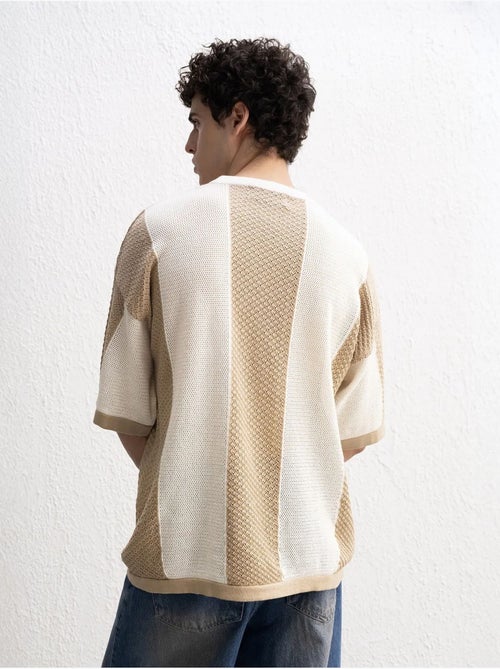 T-shirt in maglia a righe con girocollo giesto - Kiabi
