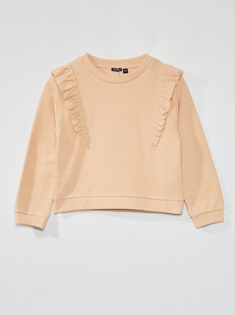 T-shirt in maglia a scollo tondo BEIGE - Kiabi